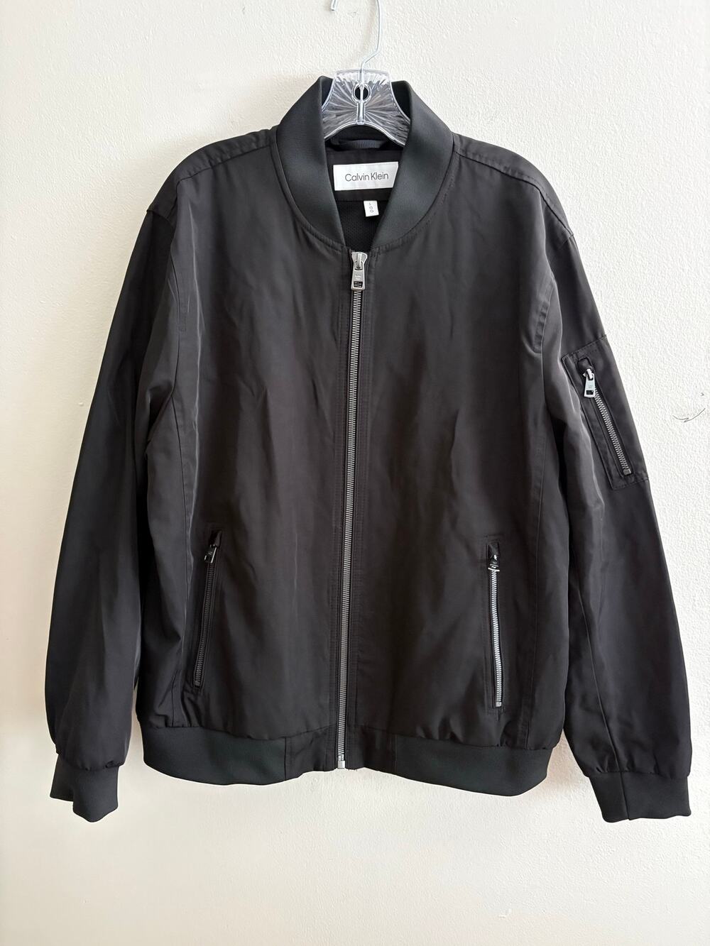 Calvin Klein Men's Classic Bomber Jacket Full Zip Lightweight Coat Black Size L